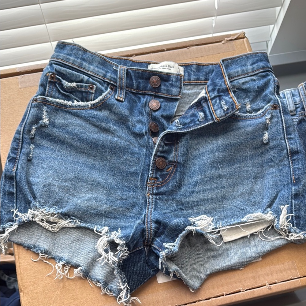 Abercrombie high rise denim shorts